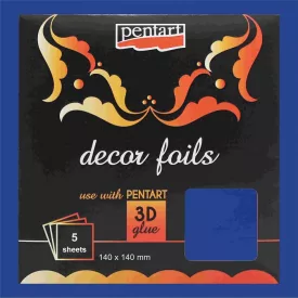Dekorfólia lapok metál KÉK 14cm x 14cm 5db/cs.