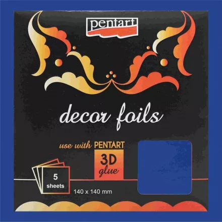 Dekorfólia lapok metál KÉK 14cm x 14cm 5db/cs.