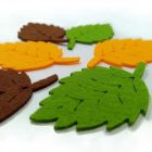 Filcfigura - Cakkos levél (6 db/cs, átm. kb.: 6cm) 