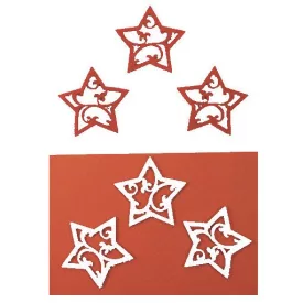   Filcfigura - Csillag, áttört, fehér-piros (6 db/cs, átm. kb.: 6cm) 
