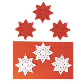 Filcfigura - Csillag, vonalas fehér-piros (6 db/cs, átm. kb.: 6cm)    Filcfigura - Csillag, vonalas fehér-piros (6 db/cs, átm. kb.: 6cm)