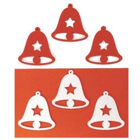 Filcfigura - Harang, csillagos, fehér-piros (6 db/cs, átm. kb.: 6cm)    Filcfigura - Harang, csillagos, fehér-piros (6 db/cs, átm. kb.: 6cm)