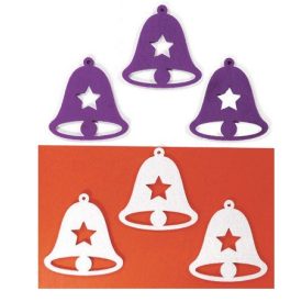 Filcfigura - Harang, csillagos, fehér-lila (6 db/cs, átm. kb.: 6cm)    Filcfigura - Harang, csillagos, fehér-lila (6 db/cs, átm. kb.: 6cm)