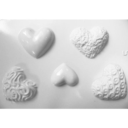 Gipszkiöntő forma - Mintás szivek 3d 5