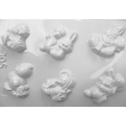 Gipszkiöntő forma - Húsvéti 6 motivumos, nyuszi, csirke 