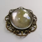 Üveglencsés ékszer alap medál - 30 mm x 40 mm ovális, bronz színű