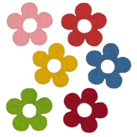 Filcfigura - Virág lyukas közepű ötszirmú közepes | 6 darabos csomag