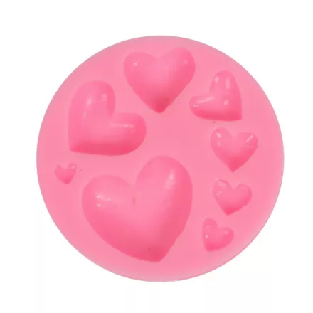 Szilikon nyomóforma lágy - Szivek  7,5cm x 1,3cm
