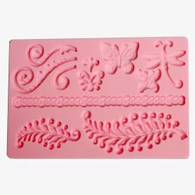   Szilikon nyomóforma lágy - Indák & lepkék 20cm x 12,7cm x 0,7cm