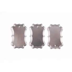 Fém díszítőelem, címke 4,6 x 2,7 cm, 10 db/csomag Fém díszítőelem, címke 4,6 x 2,7 cm, 10 db/csomag