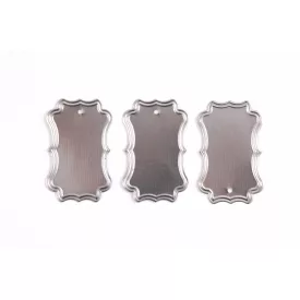 Fém díszítőelem, címke 4,6 x 2,7 cm, 10 db/csomag