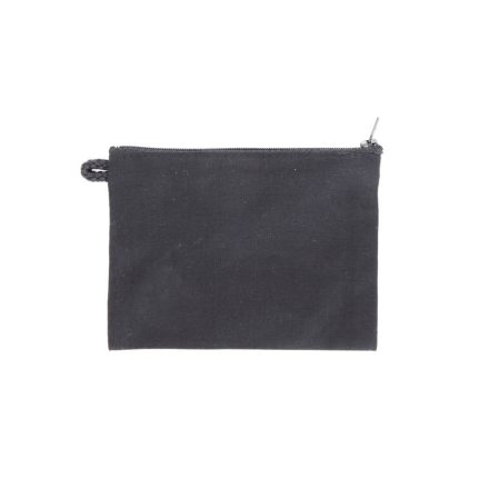 Lenvászon papír zsebkendő tartó cipzáras fekete 15cm x 11cm