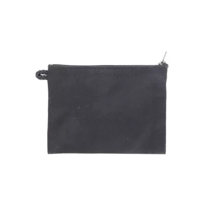 Lenvászon papír zsebkendő tartó cipzáras fekete 15cm x 11cm