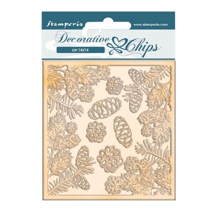 Chipboard 14cm x 14cm - Karácsonyi fenyves
