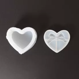   Szilikon öntőforma átlátszó szív alakú doboz masnival 9 x 7,5