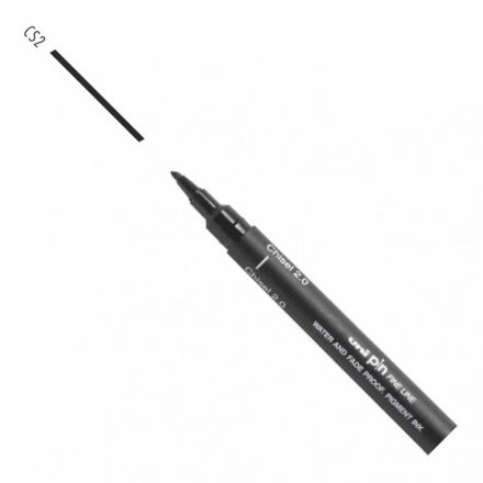 UNI PIN vágott hegyű rajzmarker fekete 2 mm
