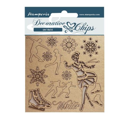 Decorative chips 14x14 cm - Sweet winter ice skater