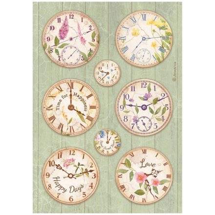 Stamperia rizspapír A/4 - Create Happiness Welcome Home clocks