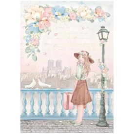   A4 rizspapír, csom.  - Create Happiness Oh lá lá girl with suitcase