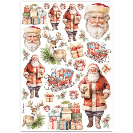 A4 rizspapír csom. - Classic Christmas Santa Claus