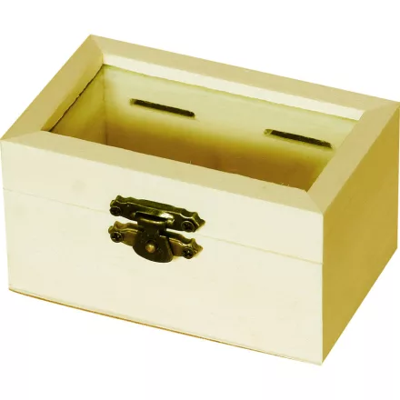 Fa doboz mini üvegbetétes 9 cm x 4,7cm x 5,5cm