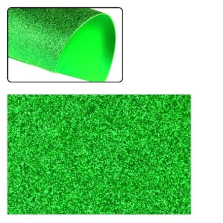 Csillámos dekorgumi - zöld 40cm x 60cm