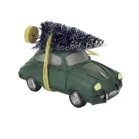   Vintage világítós Porsche fenyőfával 5cm x 11cm x 7cm zöld