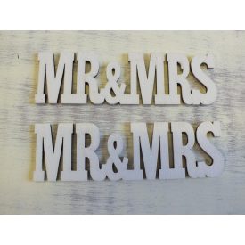 Fa "MR&MRS" felirat fehér 3x10,5cm 2db/csomag Fa "MR&MRS" felirat fehér 3x10,5cm 2db/csomag