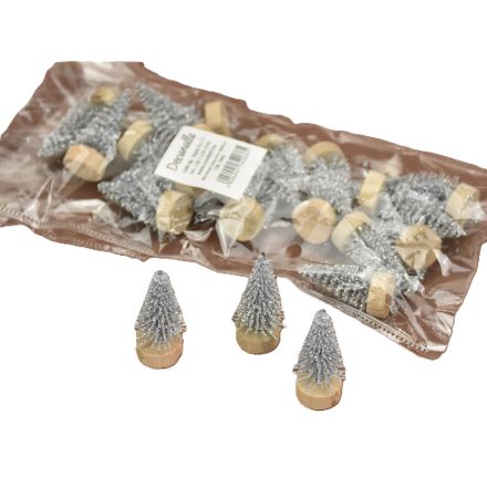Mini dekor fenyő ezüst 3,5cm 20db/csomag