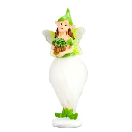 Zöld ruhás tündér virággal 14cm