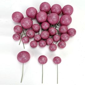 Csillámos gömb pick 2-3-4cm - sötétrózsaszín Csillámos gömb pick 2-3-4cm - sötétrózsaszín