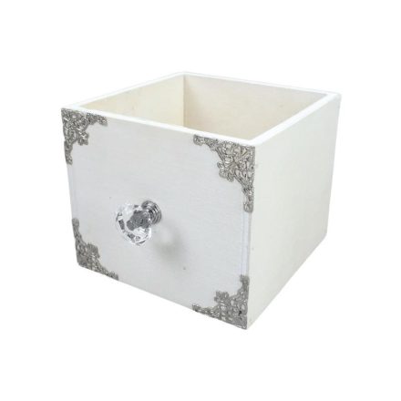 Dekoláda fehér kocka gombbal 13cm x 13cm x 11cm