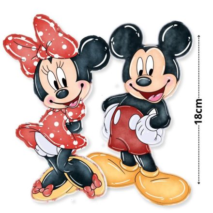 Nyomtatott dekorkarton - Mickey és Minnie - piros 18cm 2db/csomag