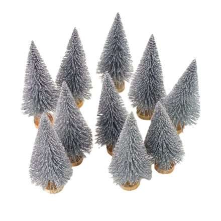Dekor fenyő ezüst glitteres 12cm 10db/csomag