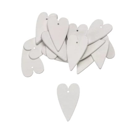 Fehér fa hosszúkás szív 6cm x 3,5cm 15db/csomag