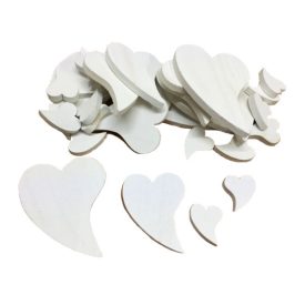 Fa francia szívek fehér, vegyes méret 6 darabos csomag Fa francia szívek fehér, vegyes méret 6 darabos csomag