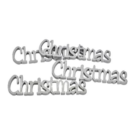 Christmas felirat ezüst 15cm 4db/csomag
