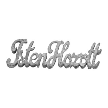 Fa felirat "Isten hozott" 10cm x 3cm - szürke 6db/csomag