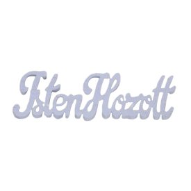 Fa felirat "Isten hozott" 10cm x 3cm - lila Fa felirat "Isten hozott" 10cm x 3cm - lila