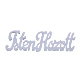 Fa felirat "Isten hozott" 10cm x 3cm - lila