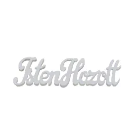 Fa felirat "Isten hozott" 10cm x 3cm - fehér