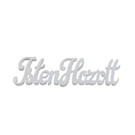 Fa felirat "Isten hozott" 10cm x 3cm - fehér