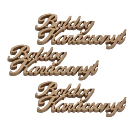 Fa felirat "Boldog Karácsonyt" 15cm x 7cm - arany 3db/csomag
