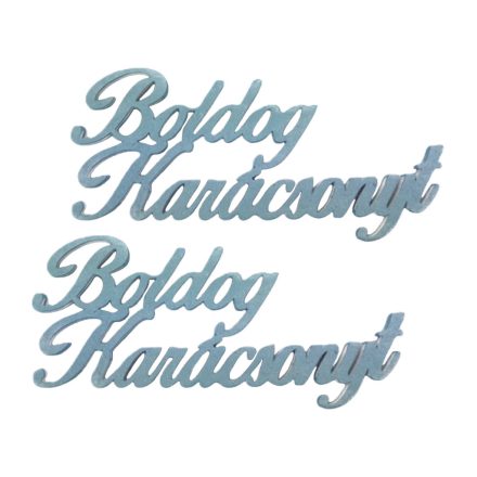 Fa felirat "Boldog Karácsonyt" 15cm x 7 cm - kékezüst 2db/csomag