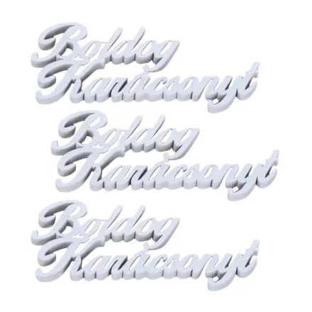 Fa felirat "Boldog Karácsonyt" 15cm x 7cm - fehér 3db/csomag