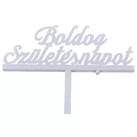  Beszúrós fa felirat "Boldog születésnapot" 12cm x 29cm fehér