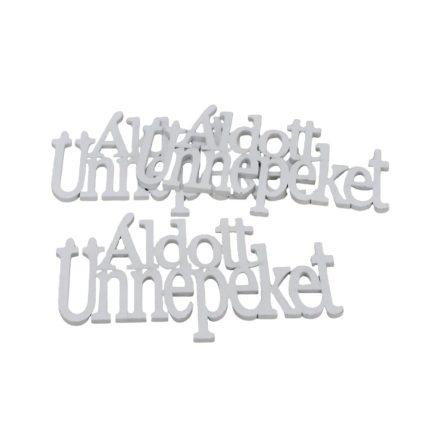 Fa felirat "Áldott Ünnepeket" 20cm x 13cm - fehér 3db/csomag