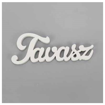 Fa felirat "Tavasz" 9cm x 3,5cm - fehér 8db/csomag