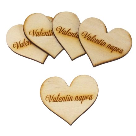 Fa szív "Valentin napra" 4cm 5db/csomag