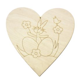 Fa nyuszi a szívben kifestő 20cm